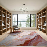 Gold Vein Pink Marble Abstract Area Rug