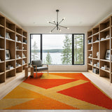 Orange Vibrant Orange Geometric Triangle Area Rug
