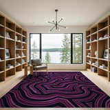 Purple Wavy Abstract Purple Area Rug