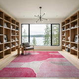 Vibrant Pink Abstract Shag Area Rug