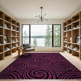 Hot Pink Spiral Geometric Area Rug