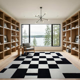 Bold Geometric Modern Bold Black White Geometric Grid Area Rug