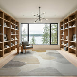 Abstract Beige Grey Organic Shapes Area Rug