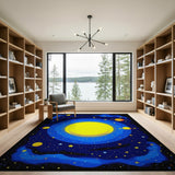 Starry Solar System Kids Cartoon Area Rug