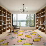 Cheerful Lemon Daisy Fruit Pattern Rug