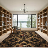 Pomegranate Damask Pattern Area Rug