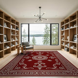 Elegant Red Medallion Area Rug with Ornate Borders