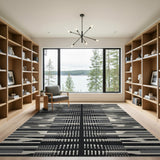 Black and White Geometric Modern Bold Black White Geometric Area Rug