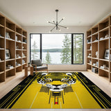 Geometric Tiger Face Yellow Area Rug