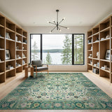 Seafoam Green Persian Area Rug with Intricate Motifs