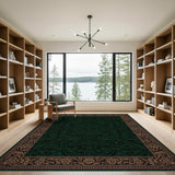 Dark Green Ornate Persian Area Rug
