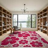 Pink Pink Floral Swirl Vintage Area Rug