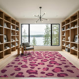 Pink Boho Chic Pink Leopard Print Tufted Area Rug