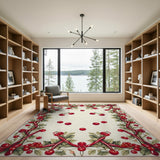 Red Cherry Garland Border Area Rug