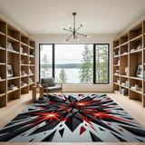 Red Explosion Geometric Area Rug