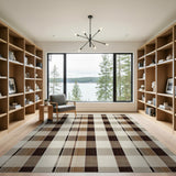 Classic Brown Tan Plaid Area Rug