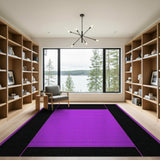 Bold Purple Area Rug with Black Geometric Frame