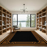 Orange Geometric Border Area Rug