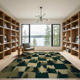 Checkerboard Pine Forest Silhouette Area Rug