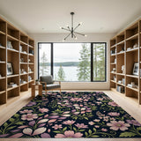 Vintage Pink Purple Floral Area Rug