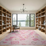 Whimsical Pink Abstract Blobs Area Rug