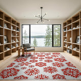 Red Red Snowflake Geometric Area Rug
