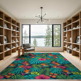 Vibrant Multi-Color Floral Washable Area Rug