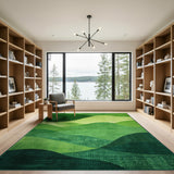 Abstract Green Wave Hills Area Rug