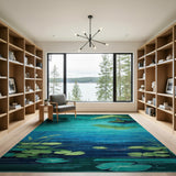 Teal Serenity Tree Island Lily Pad Area Rug