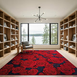 Vibrant Red Roses Area Rug