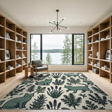Whimsical Grey Cats Herbs Area Rug