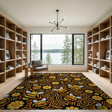 ODIKA Bumblebee Garden Whimsical Washable Low Pile Area Rug