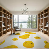 Cheerful Yellow Cartoon Peanut Pattern Rug