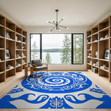 Intricate Blue Persian Swirl Area Rug