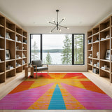 Vibrant Pink Orange Teal Geometric Area Rug