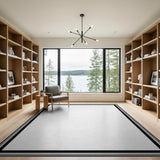Layered Black Border Geometric Area Rug