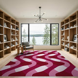Wavy Pink Geometric Area Rug
