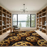 ODIKA Chocolate Chip Cookie Pattern Washable Area Rug - Low Pile Non-Slip Fun Foodie Decor