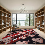 Pink Hearts Arrows Candy Cane Stripe Rug
