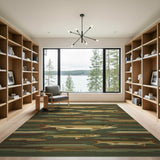 Swimming Trout Green Area Rug