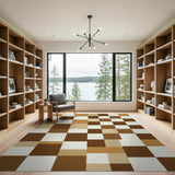 Brown and Tan Brown Tan Geometric Patchwork Area Rug