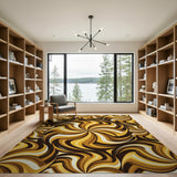 Swirling Brown Tan Abstract Abstract Area Area Rug