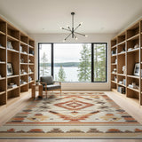 Brown and Tan Southwestern Terracotta Diamond Southwestern Area Rug