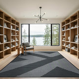 Bold Black White Geometric Triangle Area Rug
