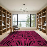 Bold Pink Geometric Maze Area Rug