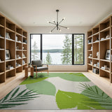 Lush Green Palm Frond Coastal Area Rug
