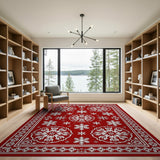 Traditional Persian Red Red Snowflake Persian Area Rug
