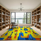 Vibrant Geometric Guitar Music Area Rug