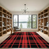 Bold Black Red Plaid Area Rug