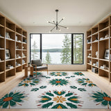 Vibrant Green Tribal Floral Area Rug